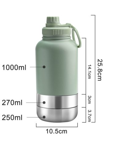 Skyo Atelier 3-in-1 RVS drinkfles voor hond en baas 1000 ml