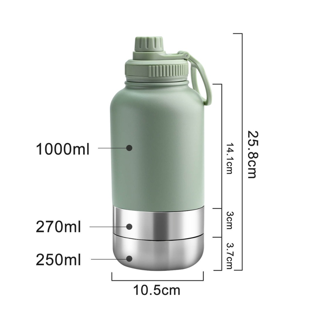 Skyo Atelier 3-in-1 RVS drinkfles voor hond en baas 1000 ml