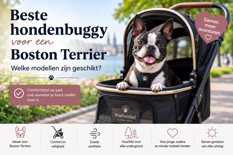 Beste hondenbuggy voor een Boston Terrier – comfortabele hondenbuggy bij Woefwinkel