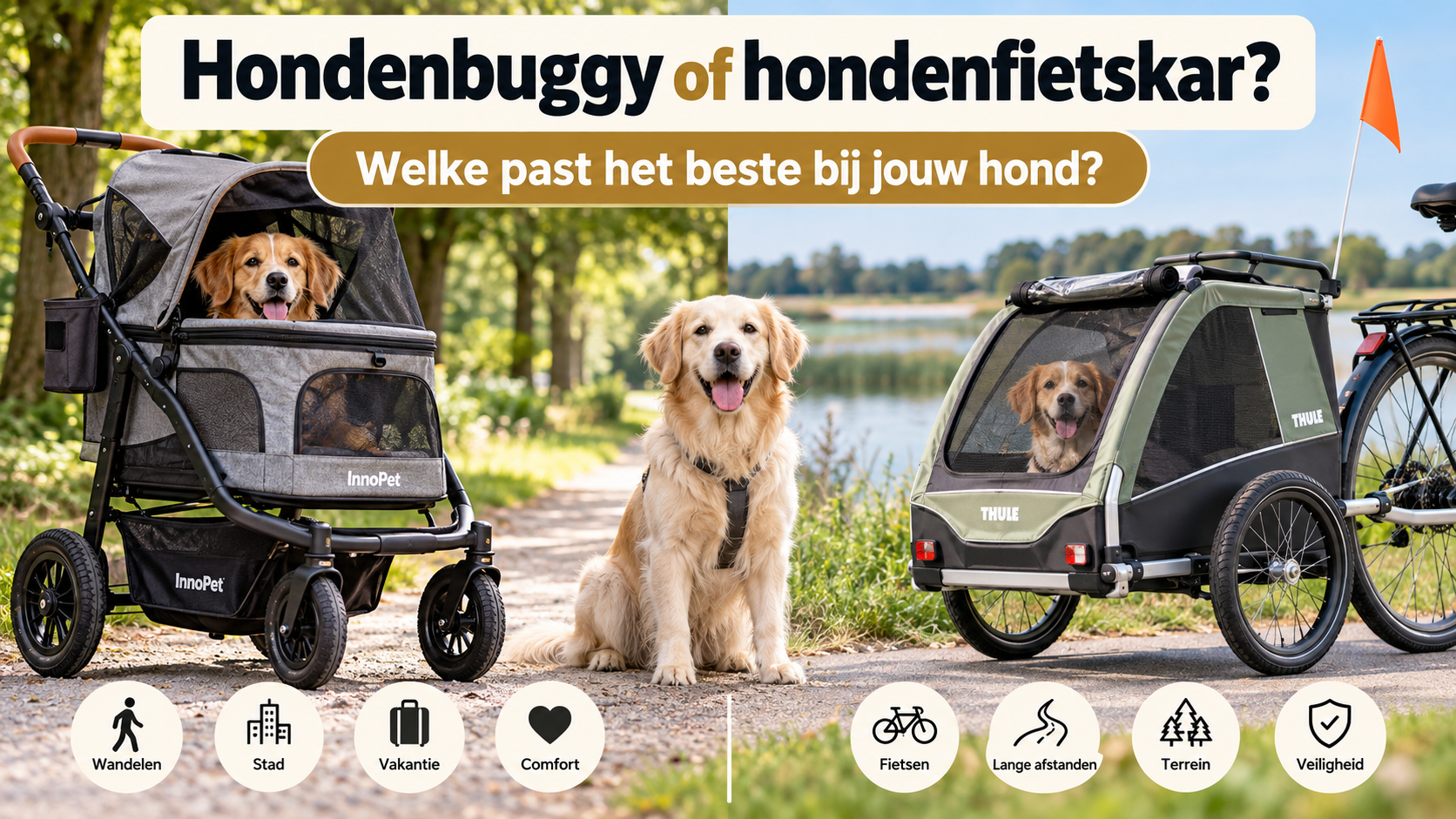 Hondenbuggy of hondenfietskar vergelijken voor wandelen en fietsen met hond